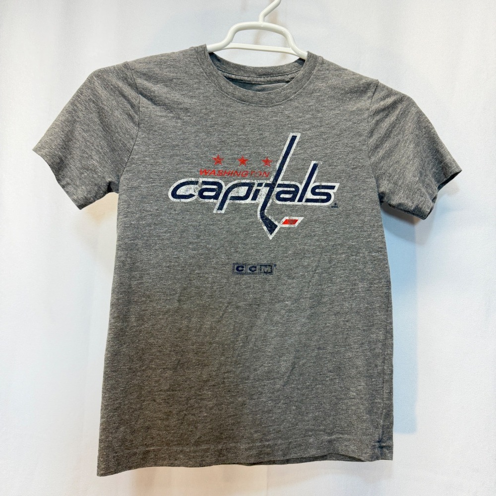 Washington Capitals CCM T Shirt Youth Kids Medium 10/12‎ Gray NHL Hockey Tee